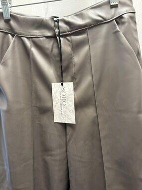 Soho Faux Leather Wide Leg Pants - Mushroom Taupe